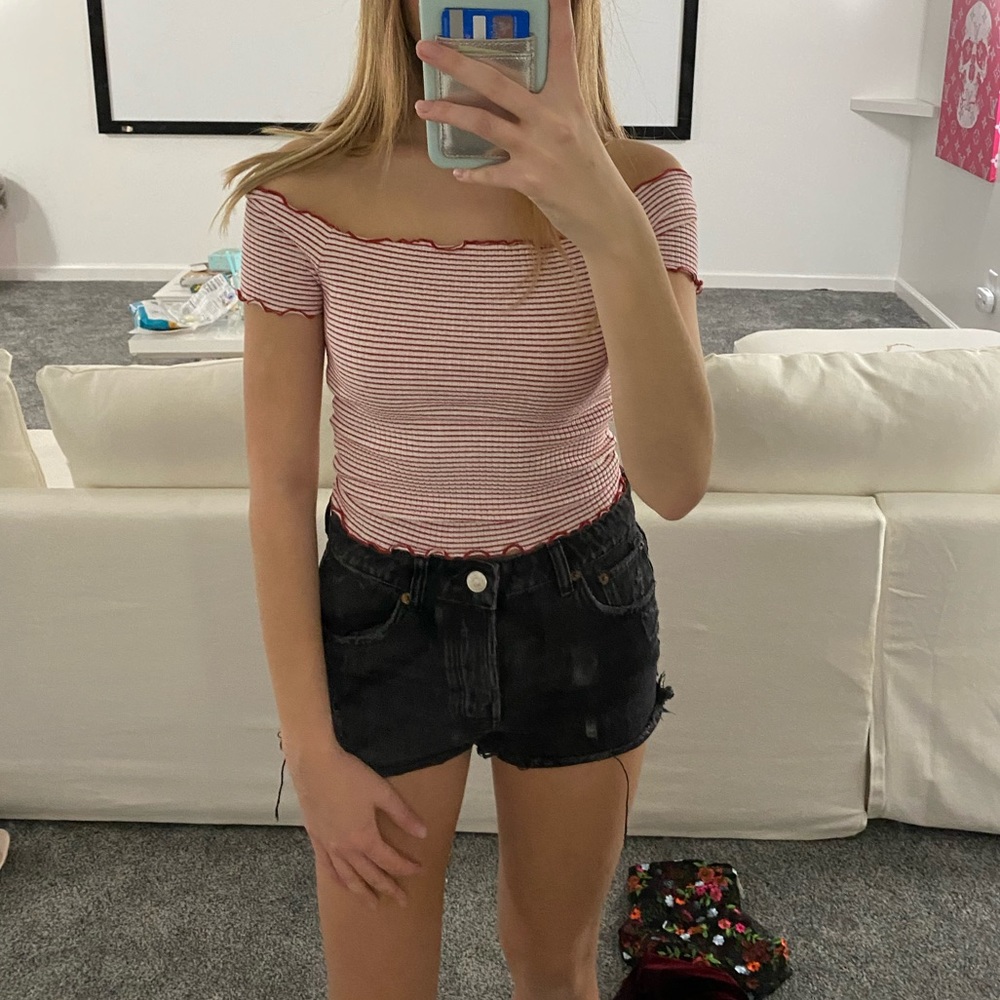 Zara off the shoulder striped top
